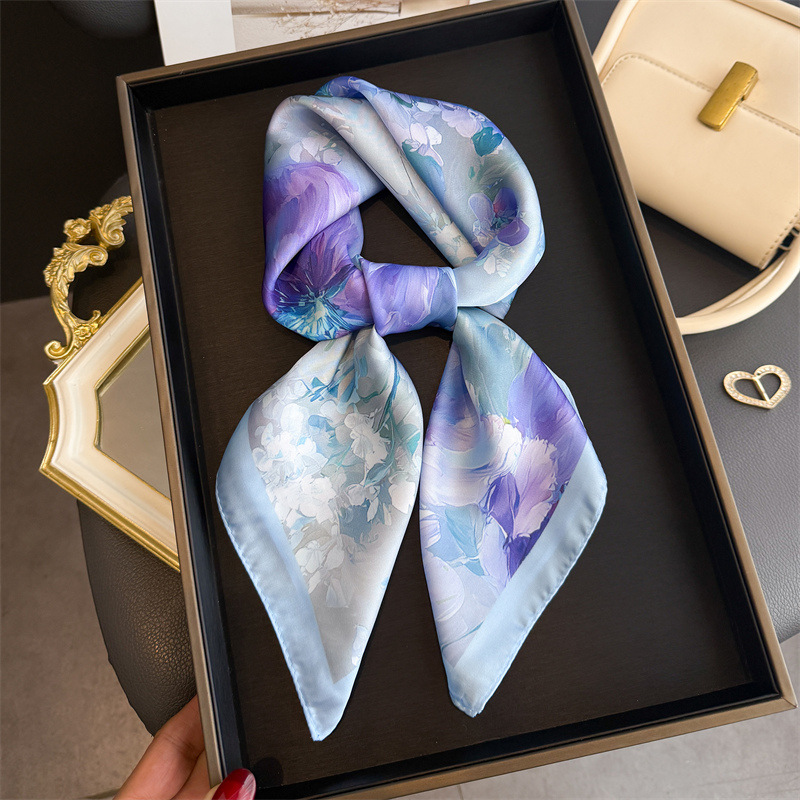 Face Scarf Mask - 2026 New Floral Print Silk Square