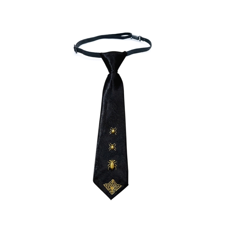 Bow Tie Pre Tied - Stylish Punk Rock Necktie with Gold