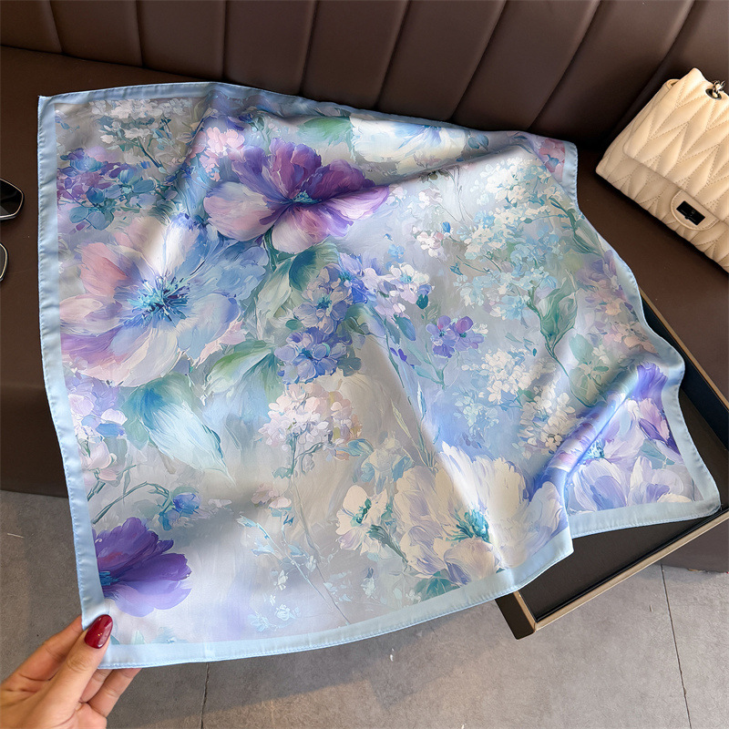 2026 New Floral Print Silk Squ - Face Scarf Mask ulasan dan harga
