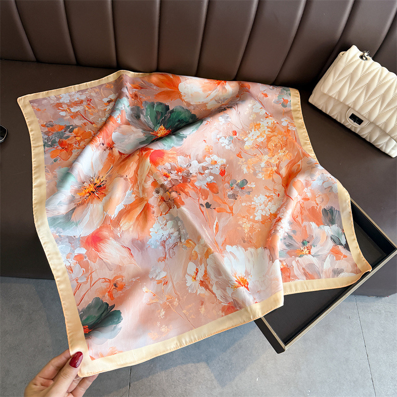2026 New Floral Print Silk Squ - Face Scarf Mask ulasan dan harga