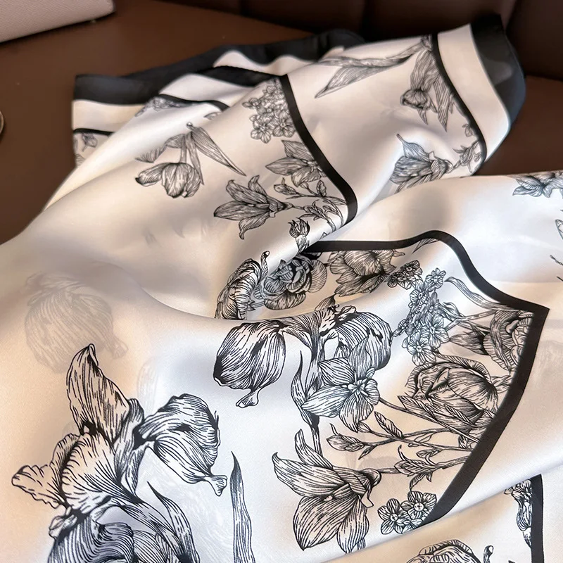 70*70cm Luxury Floral Print Si - Face Scarf Mask ulasan dan harga